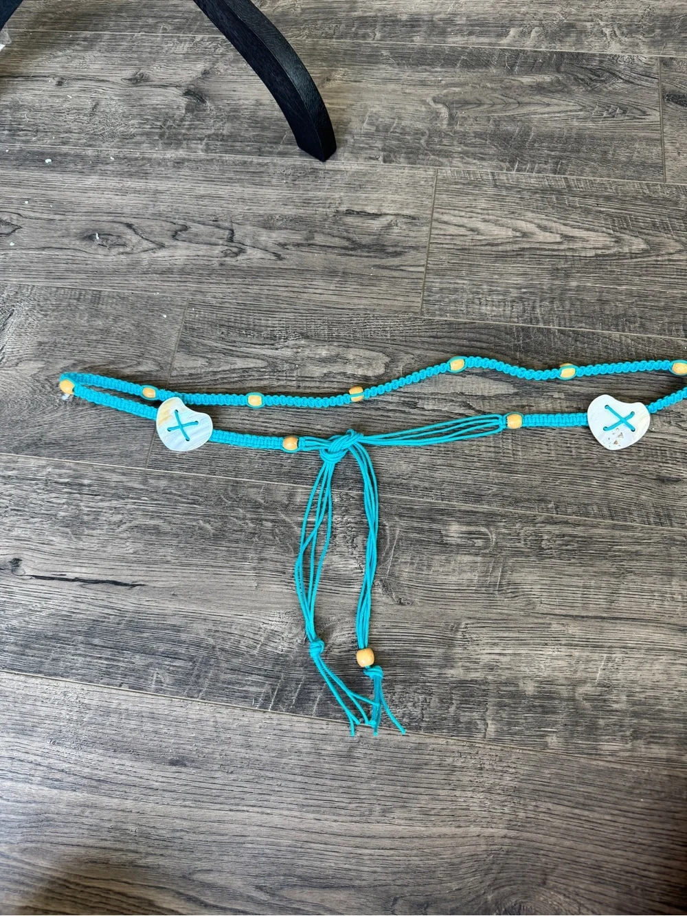 Y2K Macrame Beaded Turquoise Beaded Heart Belt Comfortable Adjustable Accessory